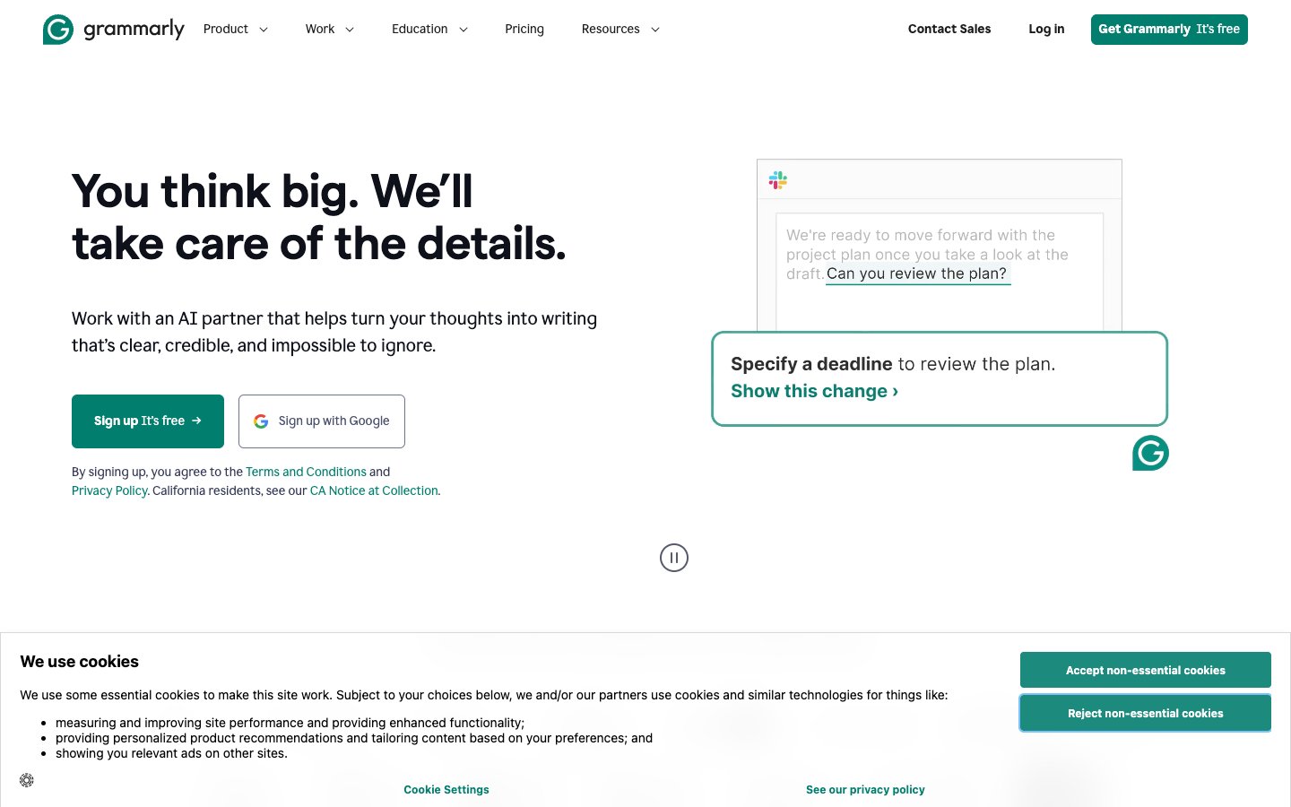 Grammarly Dashboard Screenshot