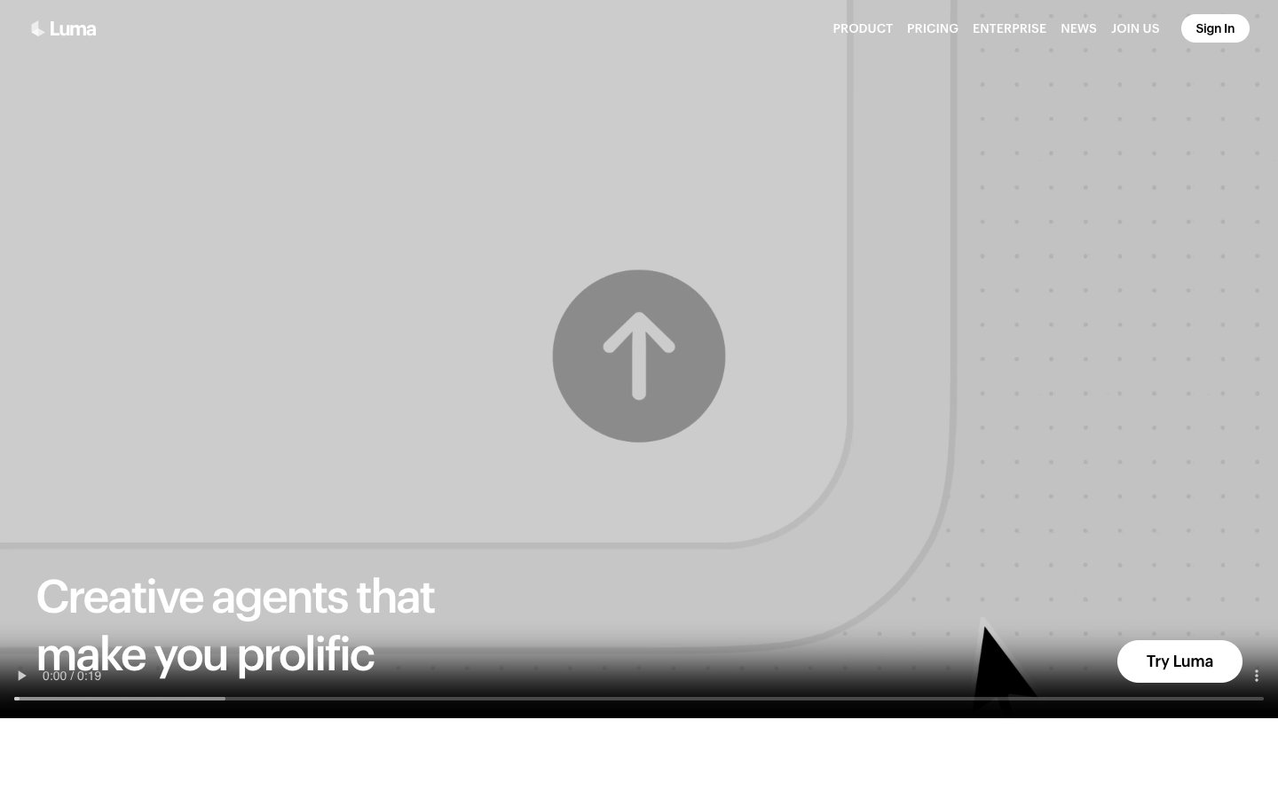Luma Ai Dashboard Screenshot